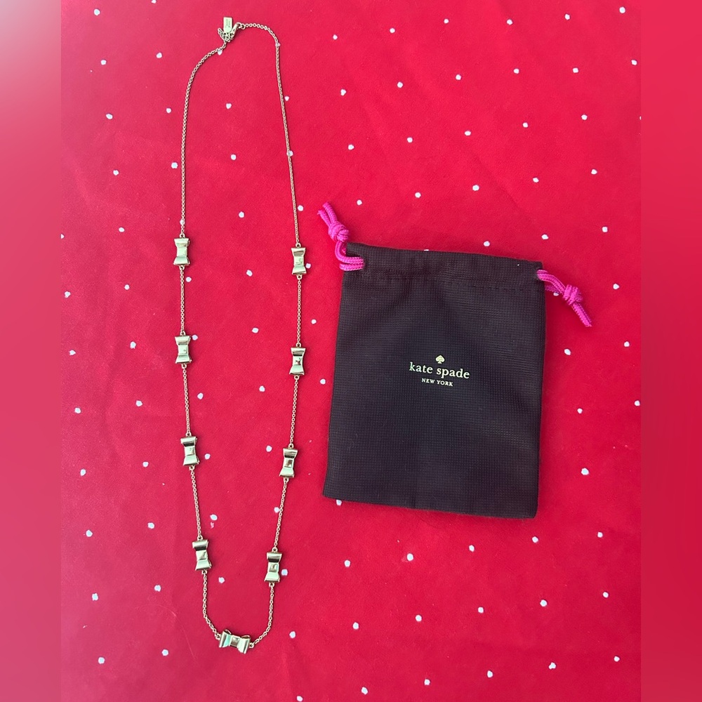 Kate Spade gold bow station necklace 565
